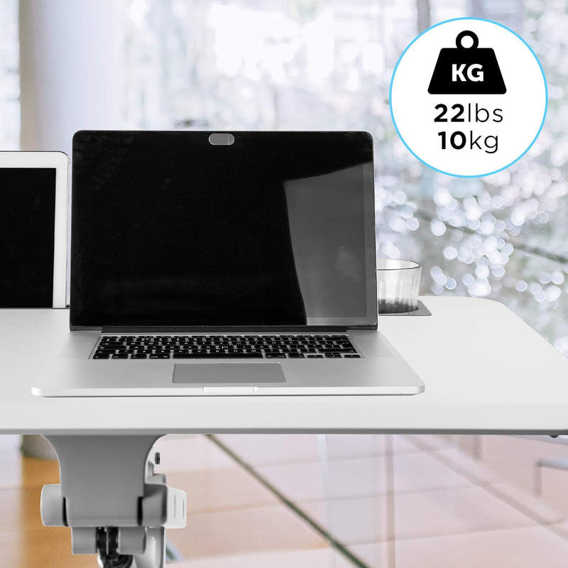 Duronic WPS57 Arbeitstisch | Laptoptisch 70 x 52 cm bis 10 kg | Computertisch mit Rollen | Höhenverstellbarer Projektortisch für Beamer | Sitz-Stehtisch Schreibtisch Rolltisch Beistelltisch Sofatisch