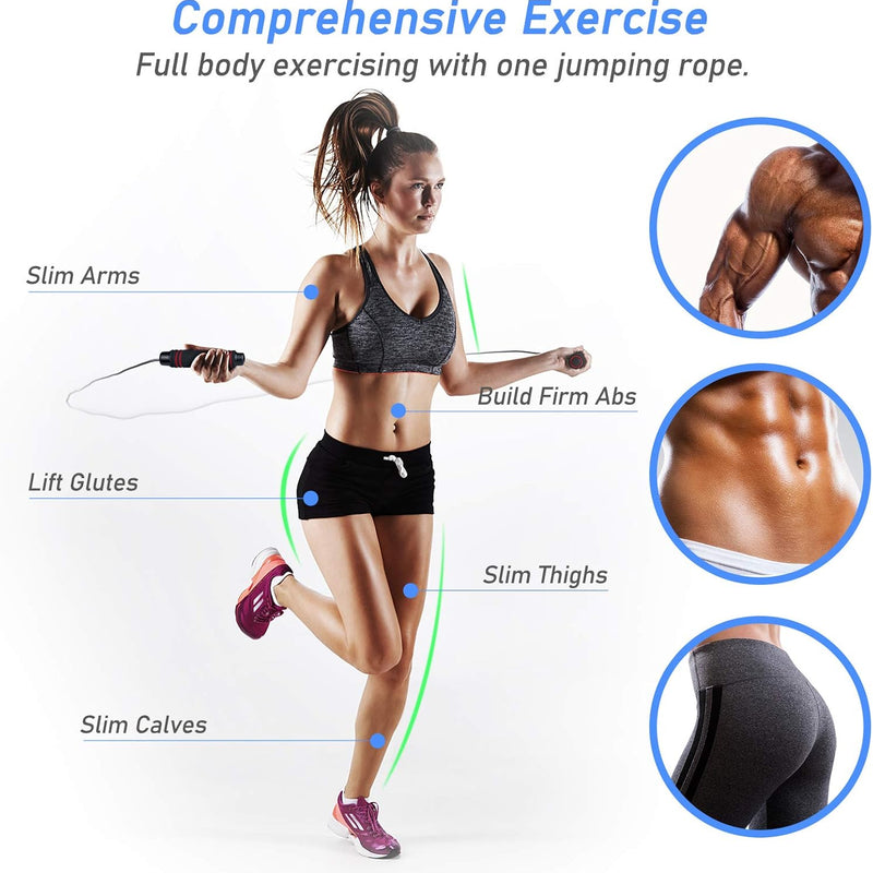 Blukar Skipping Rope with Skin-Friendly Foam Handles, Speed Rope, Adjustable Length, Non-Slip and Ideal for Fitness and Endurance Training, Suitable for Children and Adults