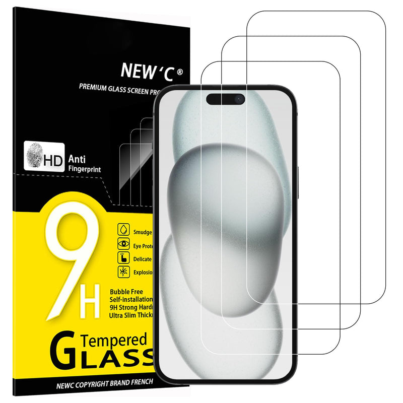 NEW'C tempered glass foil, protective foil for iPhone 11, iPhone XR, 2pcs., free from scratches, fingerprints and oil, 9H hardness, 0.33 mm ultra clear, screen protective foil for iPhone 11, iPhone XR