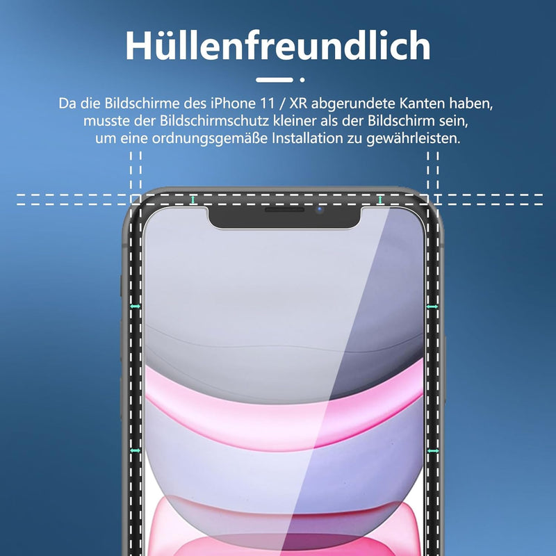 NEW'C tempered glass foil, protective foil for iPhone 11, iPhone XR, 2pcs., free from scratches, fingerprints and oil, 9H hardness, 0.33 mm ultra clear, screen protective foil for iPhone 11, iPhone XR