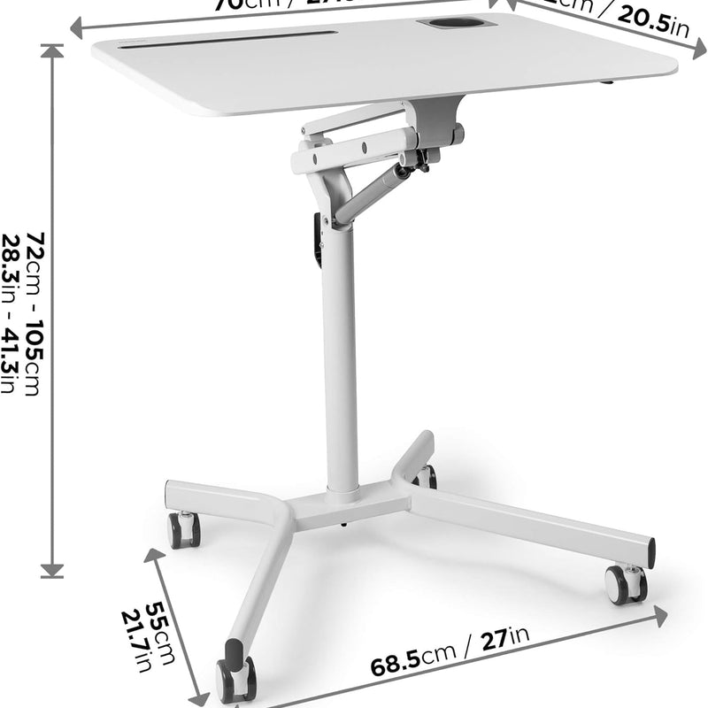 Duronic WPS57 Arbeitstisch | Laptoptisch 70 x 52 cm bis 10 kg | Computertisch mit Rollen | Höhenverstellbarer Projektortisch für Beamer | Sitz-Stehtisch Schreibtisch Rolltisch Beistelltisch Sofatisch