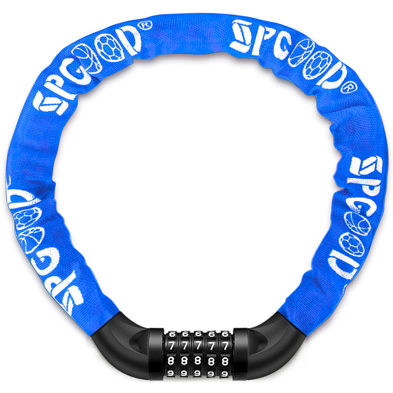SPGOOD Bicycle Lock with Numbers and High Security Level, Bicycle Chain Lock, Number Code Combination Lock, Hardened Steel Chain Links, 14 Colours