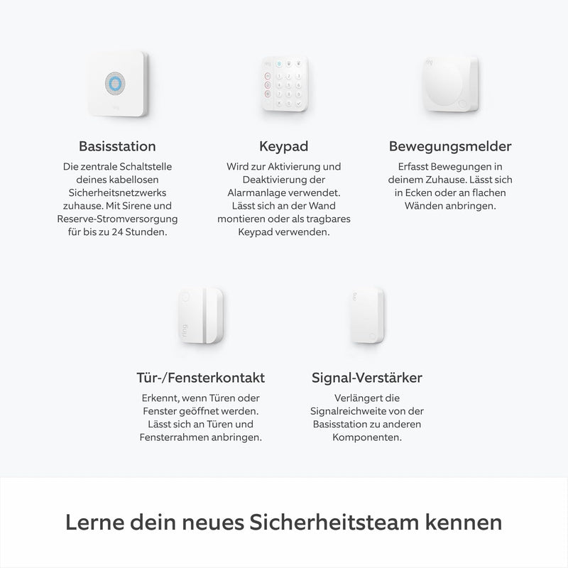 Ring Alarm - L + Innenkamera (Indoor Camera, 2. Gen.) im Paket | Alarmanlage für Haus & Wohnung mit WLAN & Kamera | Alarm-Benachrichtigungen auf dein Smartphone, haustierfreundlich | Alexa-kompatibel
