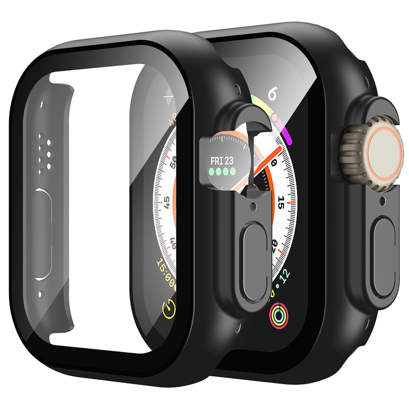 Misxi Pack of 2 Hard PC Protective Cases with Tempered Screen Protector for Apple Watch Series 10 (2024) 46 mm, Ultra Thin Anti-fall Scratch-Resistant Cover Protection for iWatch Matte Black