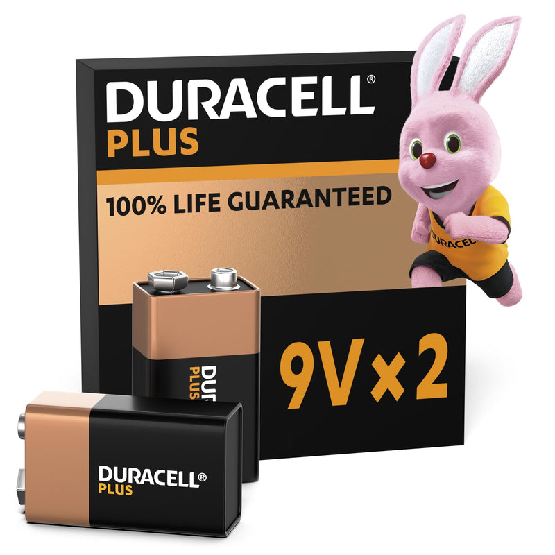 Duracell Plus 9 V Block Alkaline Batteries 6LR61 MN1604 Pack of 4