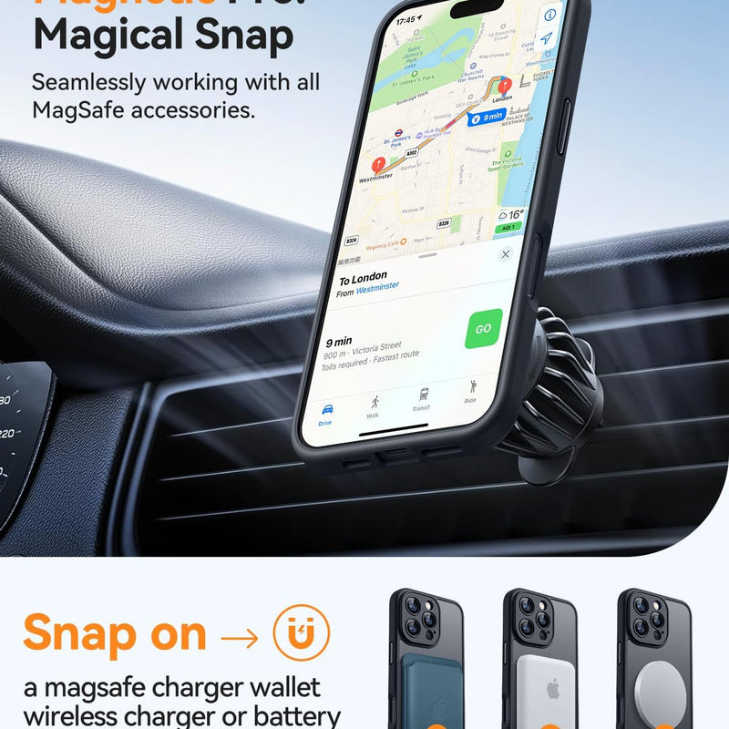 CANSHN Case for iPhone 16 Pro with Camera Protection for Magsafe (Top Military Protection and Magnetic Force), Extremely Durable, Shockproof, Black