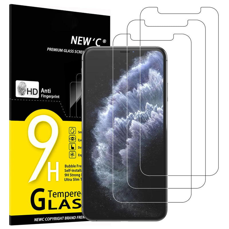 NEW'C Pack of 3 for iPhone 16, iPhone 15 for tempered glass (6.1 inches), free from scratches, 9H hardness, HD screen protector, ultra clear, ultra-resistant, easy installation tool included