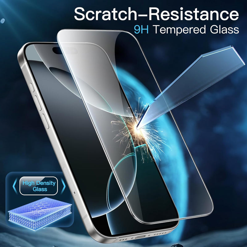 JETech Screen Protector for iPhone 16 Pro 6.3 Inch, Tempered Glass Screen Protector with Easy Installation Tool, Does Not Influence the Case, HD Clear, Pack of 3