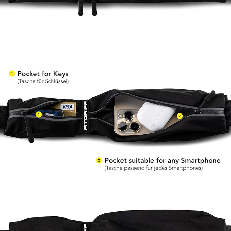 Fitgriff® Running Belt for Mobile Phone, Running Bag, Jogging, Waist Bag, Sports Belt, Running Belt for Jogging, Running, Sports, Fitness - Suitable for All Smartphones