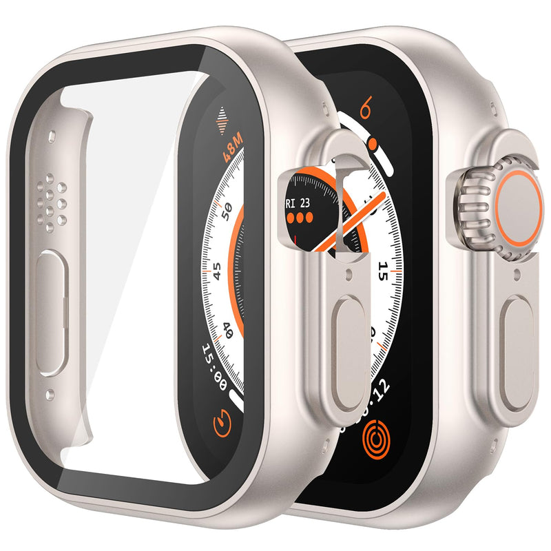 Misxi Pack of 2 Hard PC Protective Cases with Tempered Screen Protector for Apple Watch Series 10 (2024) 46 mm, Ultra Thin Anti-fall Scratch-Resistant Cover Protection for iWatch Matte Black