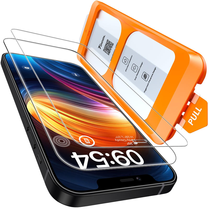 TOCOL For iPhone 16 Pro for Tempered Glass, Full Screen Shockproof Protective Glass Car Installation 9H Hardness Film Scratch-Resistant Anti-Fingerprint Anti-Oil Anti-Bubble Screen Protector for