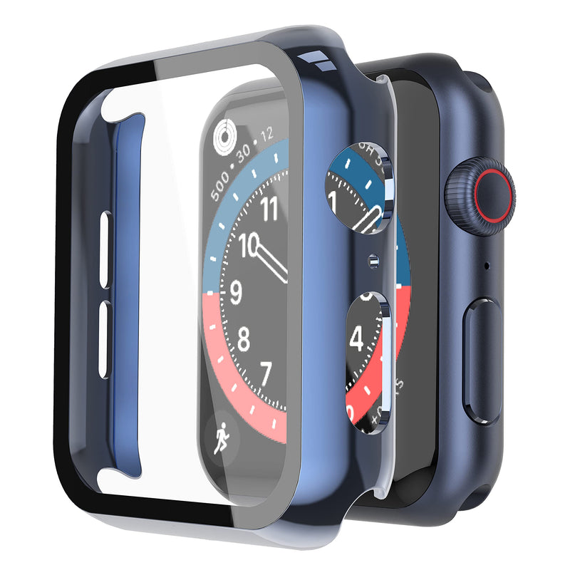 Misxi Pack of 2 Hard PC Protective Cases with Tempered Screen Protector for Apple Watch Series 10 (2024) 46 mm, Ultra Thin Anti-fall Scratch-Resistant Cover Protection for iWatch Matte Black