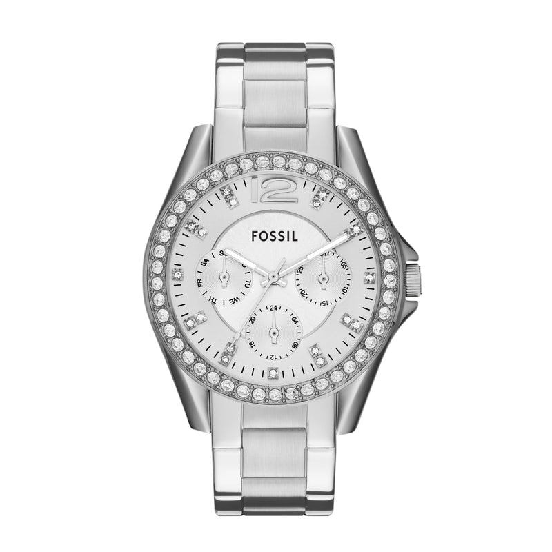 FOSSIL Riley Watch für Damen, Quarz-Chronographenwerk mit Edelstahl- oder Lederarmband