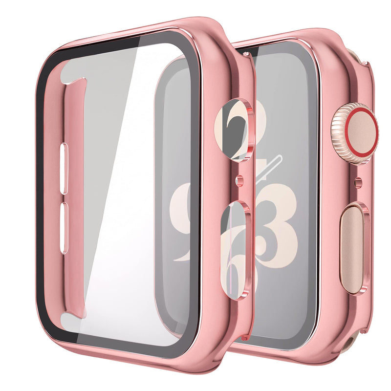 Misxi Pack of 2 Hard PC Protective Cases with Tempered Screen Protector for Apple Watch Series 10 (2024) 46 mm, Ultra Thin Anti-fall Scratch-Resistant Cover Protection for iWatch Matte Black