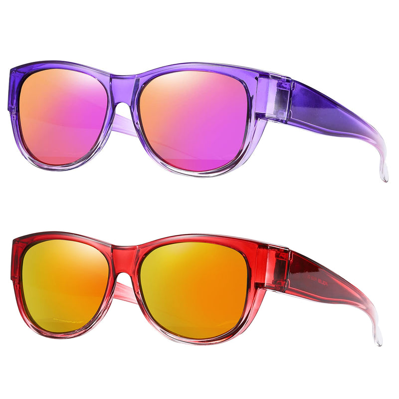 SHEEN KELLY Oversized TR90 Fits Over Sunglasses Mirror Polarised Lens Cateye for Women Drivers Glasses Over Lenses Lightweight