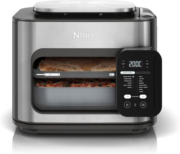 Ninja Combi 12-in-1 Multi-Cooker, Oven & Hot Air Fryer, 12 Cooking Functions, Air Fryer & Grilling Preparation in 15 Minutes, with Baking Tray, Pan, Crisper Grid Insert, Recipes, Grey, SFP700EU