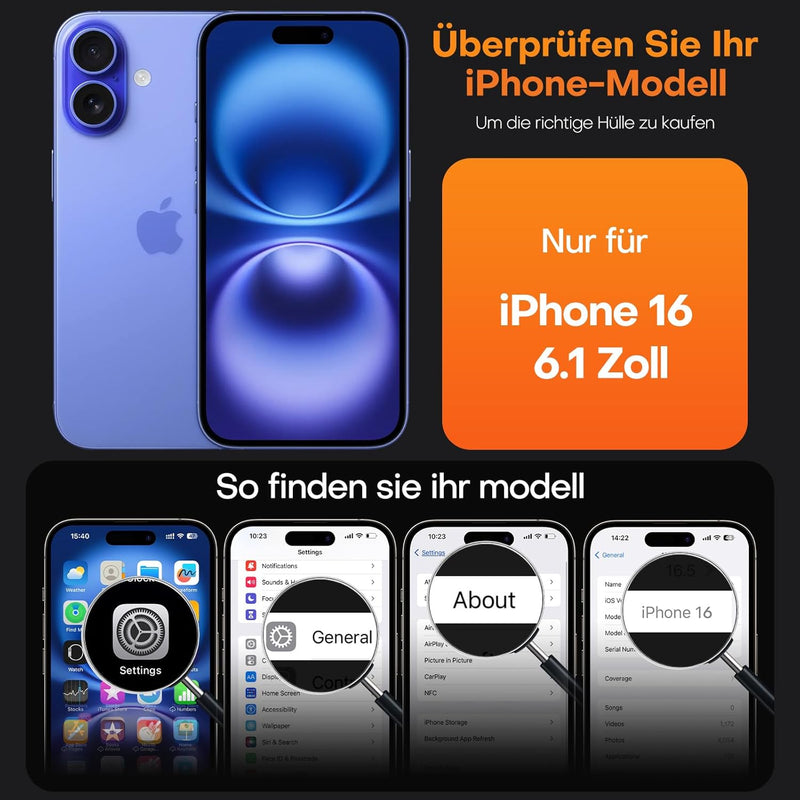 TAURI 3 in 1 for iPhone 16 Case 6.1 Inch with 2 Pieces Tempered Glass Screen Protector, Military Standard Protection, [Anti-Yellowing] Shockproof Transparent Mobile Phone Case - Transparent