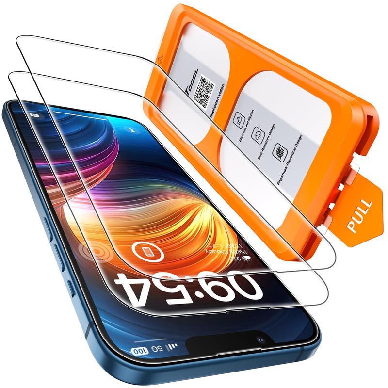 TOCOL For iPhone 16 Pro for Tempered Glass, Full Screen Shockproof Protective Glass Car Installation 9H Hardness Film Scratch-Resistant Anti-Fingerprint Anti-Oil Anti-Bubble Screen Protector for