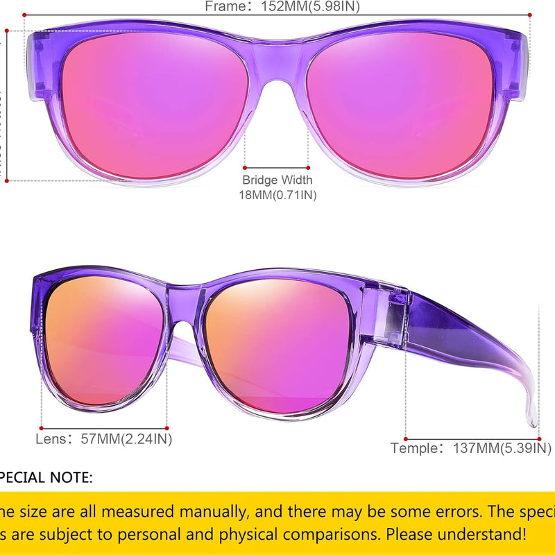SHEEN KELLY Oversized TR90 Fits Over Sunglasses Mirror Polarised Lens Cateye for Women Drivers Glasses Over Lenses Lightweight