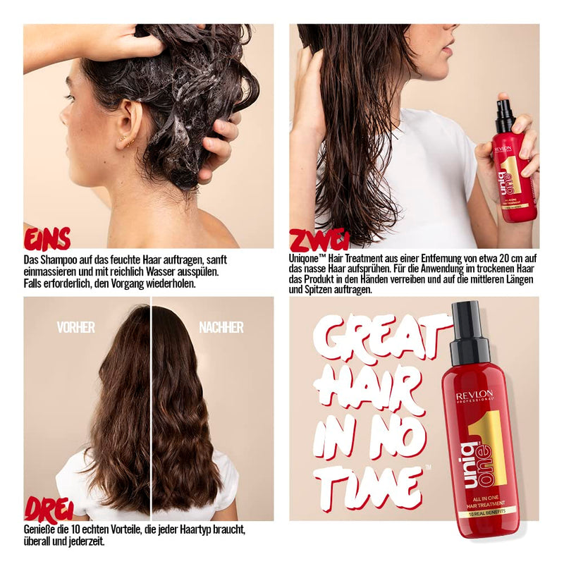 UniqOne Hair Treatment Classic, 150 ml, Spray Treatment for More Volume, Smoothness & Easier Combing, Hair Care without Rinsing, Spray Helps Prevent Split Ends