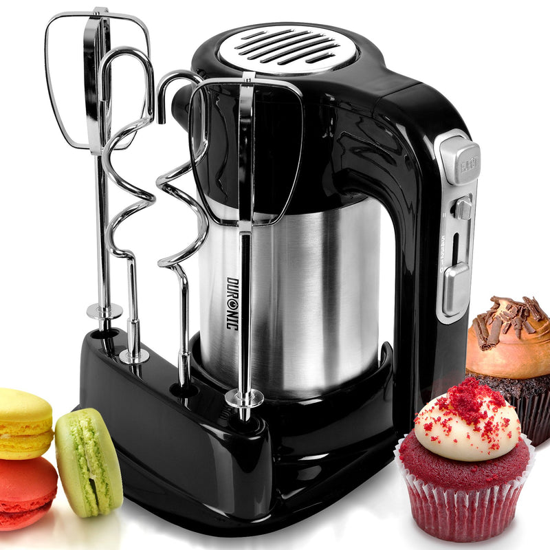 Duronic SM3 Electric Food Processor 300 W, 2-in-1 Stand Mixer with 4L Stainless Steel Bowl, Hand Mixer, Kneading Machine, Dough Machine, Hand Mixer, Mixer for Baking, Cream, Dough, Sauces, Desserts