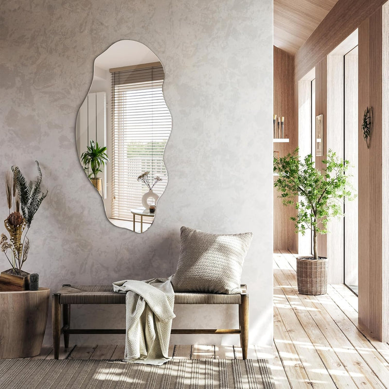 Tulup Mirror 50 x 100 cm Large Modern Irregular Organic Asymmetrical Stain for Bathroom Living Room Vertical