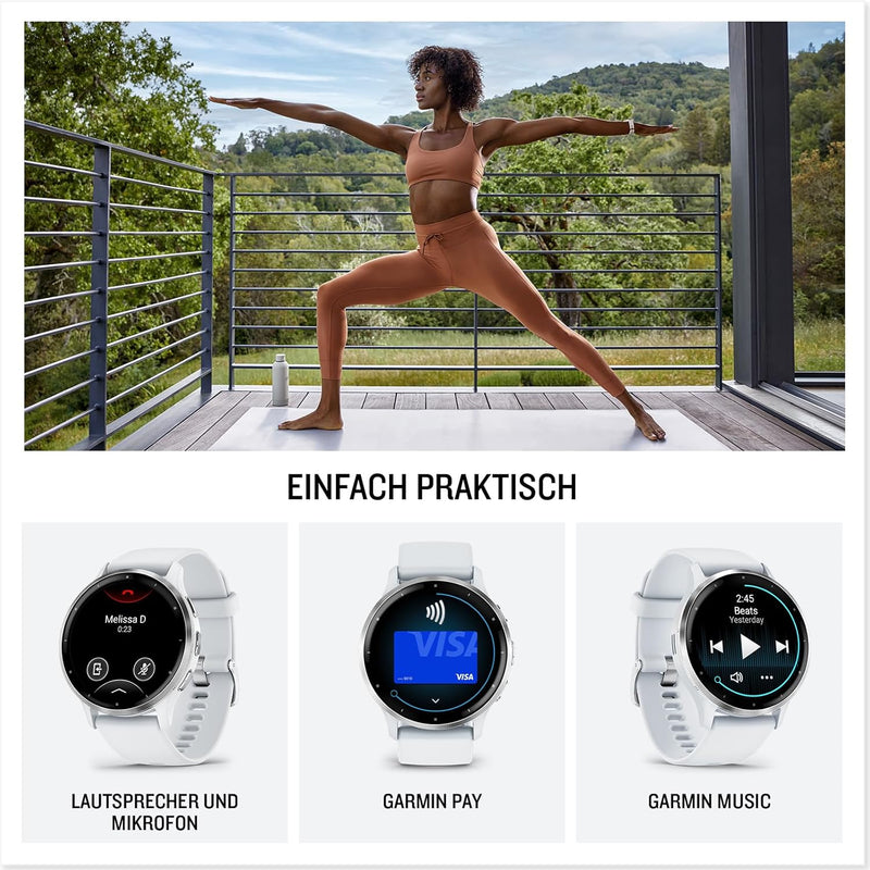 Garmin Venu 3 GPS Fitness Smartwatch with Bluetooth Telephony and Voice Assistance, Ultra Sharp 1.4/1.2 Inch AMOLED Touch Display, Fitness Functions, Music, Pay and Wheelchair Mode