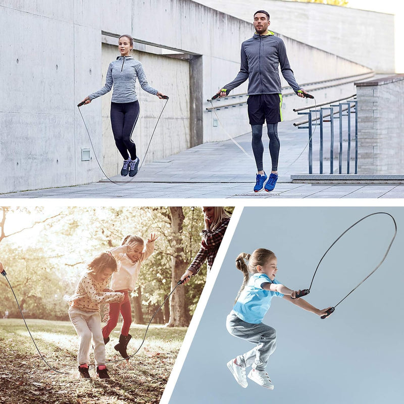 Blukar Skipping Rope with Skin-Friendly Foam Handles, Speed Rope, Adjustable Length, Non-Slip and Ideal for Fitness and Endurance Training, Suitable for Children and Adults