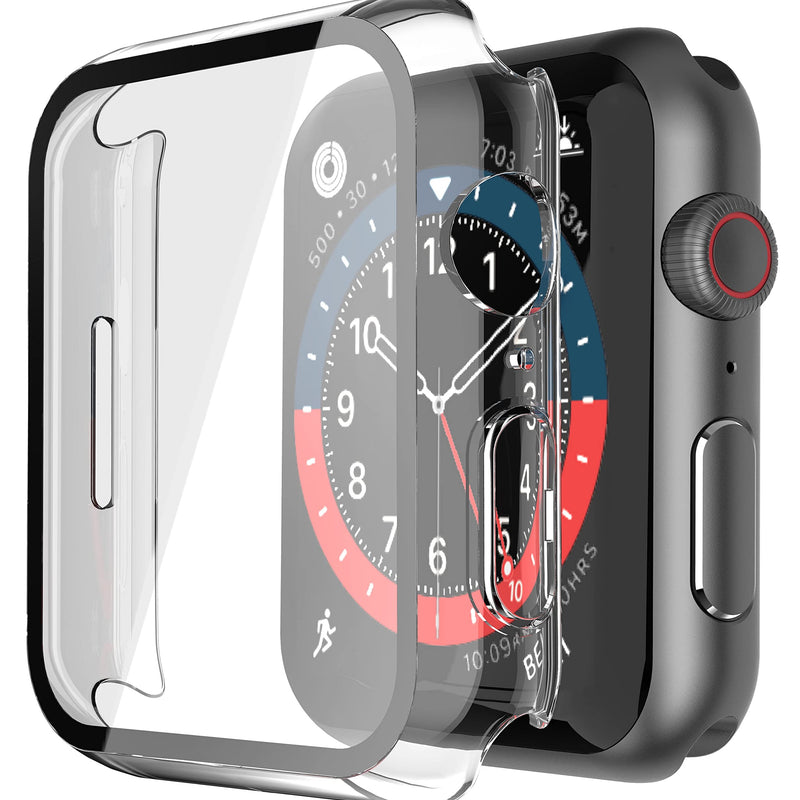 Misxi Pack of 2 Hard PC Protective Cases with Tempered Screen Protector for Apple Watch Series 10 (2024) 46 mm, Ultra Thin Anti-fall Scratch-Resistant Cover Protection for iWatch Matte Black