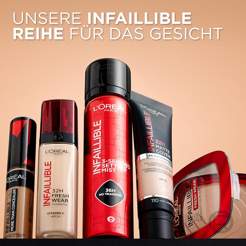 L'Oréal Paris makeup, waterproof and long-lasting liquid foundation with SPF 25, Infaillible 32H Fresh Wear makeup, No. 220 sand, 30 ml