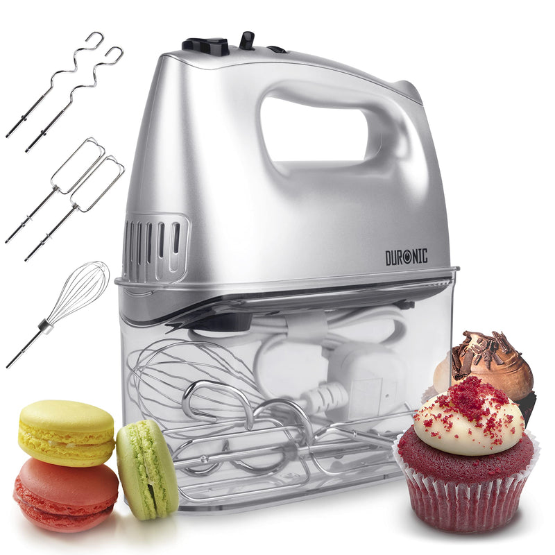 Duronic SM3 Electric Food Processor 300 W, 2-in-1 Stand Mixer with 4L Stainless Steel Bowl, Hand Mixer, Kneading Machine, Dough Machine, Hand Mixer, Mixer for Baking, Cream, Dough, Sauces, Desserts