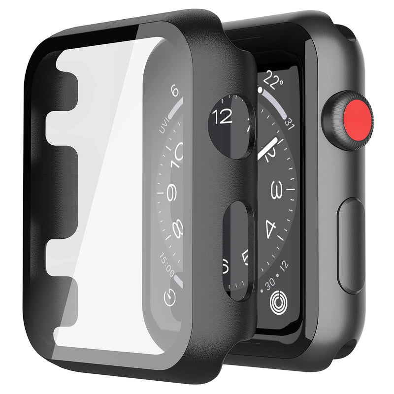Misxi Pack of 2 Hard PC Protective Cases with Tempered Screen Protector for Apple Watch Series 10 (2024) 46 mm, Ultra Thin Anti-fall Scratch-Resistant Cover Protection for iWatch Matte Black