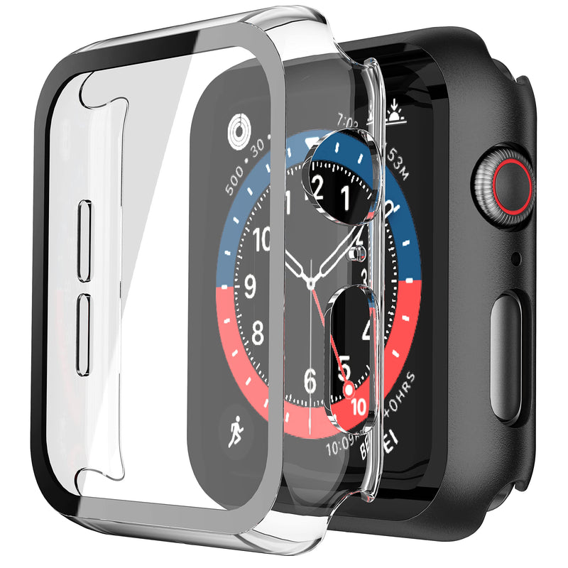 Misxi Pack of 2 Hard PC Protective Cases with Tempered Screen Protector for Apple Watch Series 10 (2024) 46 mm, Ultra Thin Anti-fall Scratch-Resistant Cover Protection for iWatch Matte Black