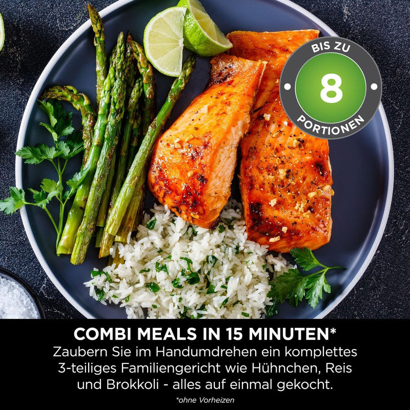 Ninja Combi 12-in-1 Multi-Cooker, Oven & Hot Air Fryer, 12 Cooking Functions, Air Fryer & Grilling Preparation in 15 Minutes, with Baking Tray, Pan, Crisper Grid Insert, Recipes, Grey, SFP700EU