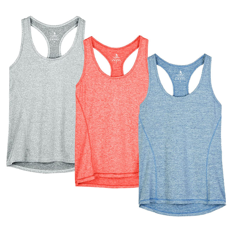 icyzone Women's Sports Top, Yoga Tank Top, Racerback Top, Running, Fitness, Functional Shirt, Pack of 3