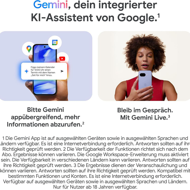 Google Pixel 9a: Android-Smartphone ohne SIM-Lock, mit KI-Kamera, 24 Stunden Akkulaufzeit und leistungsstarken Sicherheitsfunktionen – Obsidian, 128GB + 4K Streamer
