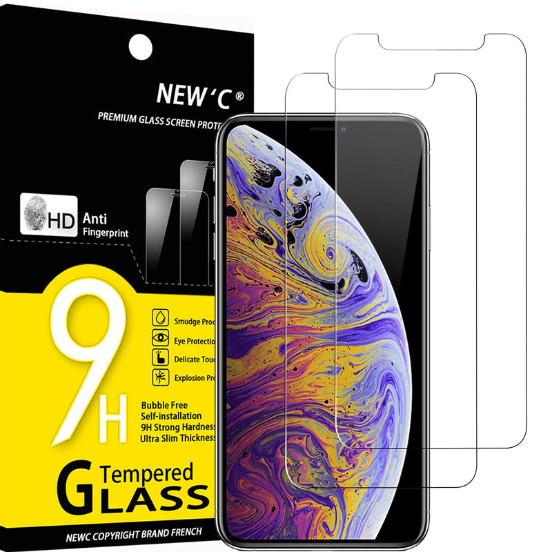 NEW'C tempered glass foil, protective foil for iPhone 11, iPhone XR, 2pcs., free from scratches, fingerprints and oil, 9H hardness, 0.33 mm ultra clear, screen protective foil for iPhone 11, iPhone XR