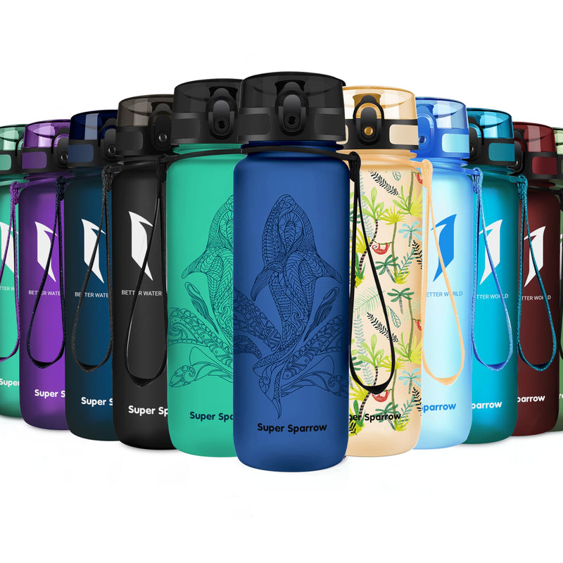 Super Sparrow Drinking Bottle, Tritan Water Bottle, 350 ml, 500 ml, 750 ml, 1000 ml, BPA-Free, Ideal Sports Bottle, for Sports, Bike, Fitness, University or Outdoors, Lightweight, Sustainable