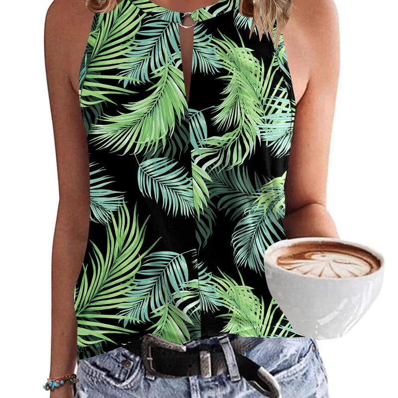 WNEEDU Women's Tank Top Summer Sleeveless Tops V-Neck Sexy Tank Tops Casual Beach Shirts Blouse Top