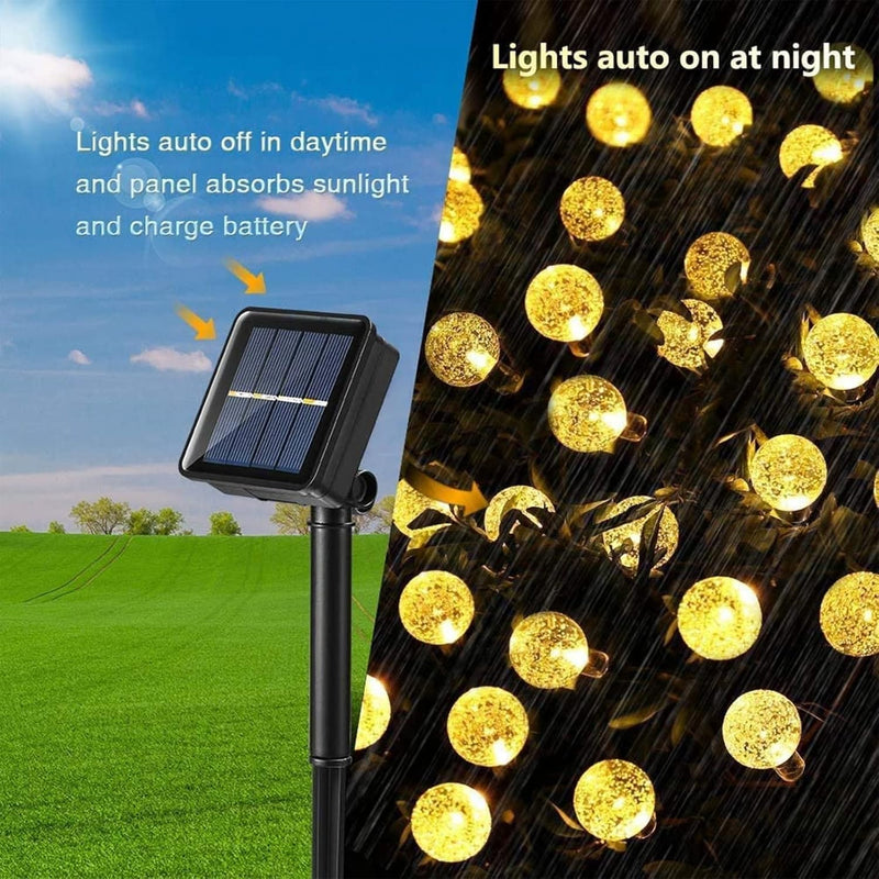 Moxled Solar Fairy Lights Outdoor 60 LED, 11 m Fairy Lights Outdoor Solar Waterproof 8 Modes Crystal Balls Solar Fairy Lights Outdoor for Garden, Patio, Balcony, Parties (Warm White)