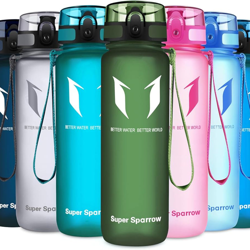 Super Sparrow Drinking Bottle, Tritan Water Bottle, 350 ml, 500 ml, 750 ml, 1000 ml, BPA-Free, Ideal Sports Bottle, for Sports, Bike, Fitness, University or Outdoors, Lightweight, Sustainable