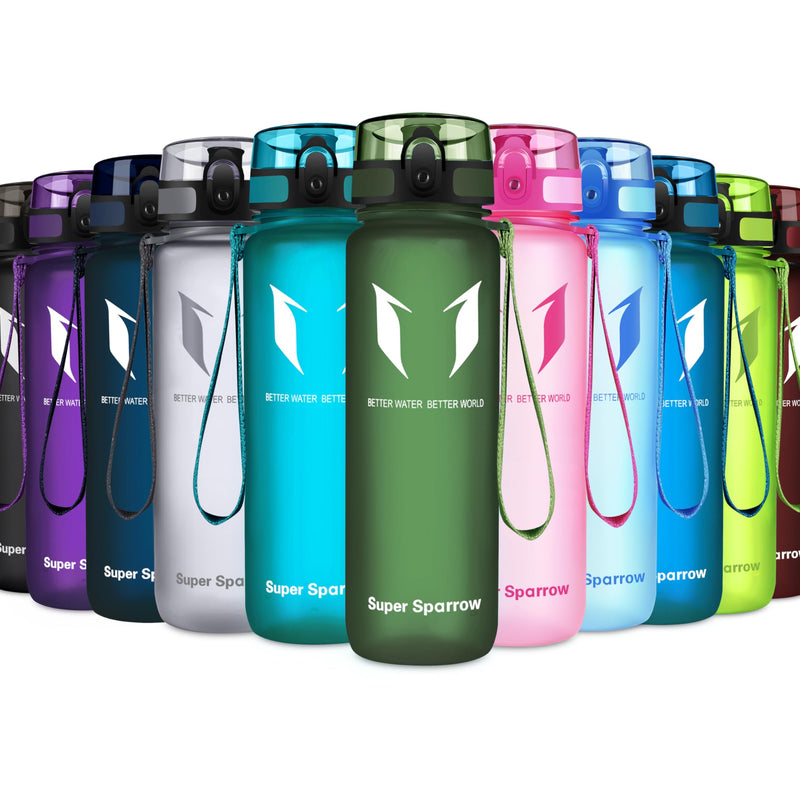 Super Sparrow Drinking Bottle, Tritan Water Bottle, 350 ml, 500 ml, 750 ml, 1000 ml, BPA-Free, Ideal Sports Bottle, for Sports, Bike, Fitness, University or Outdoors, Lightweight, Sustainable