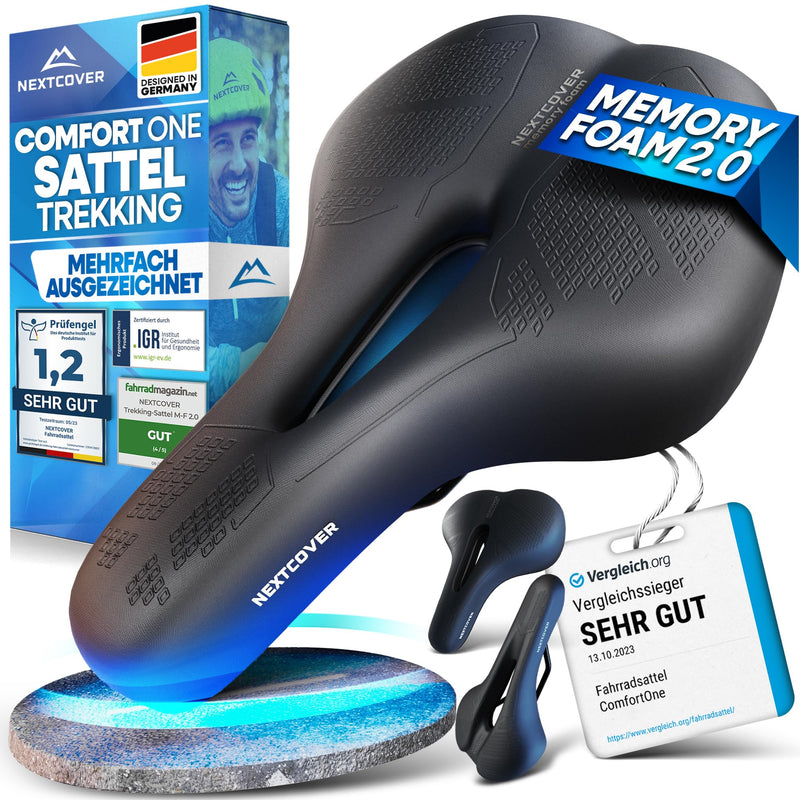 NEXTCOVER® Bicycle Saddle - The Original - with Memory Foam 2.0 I Maximum Riding Comfort I Ergonomic Bicycle Saddle for Men and Women I Bicycle Saddle Men Comfortable Bicycle Saddle Women Comfortable