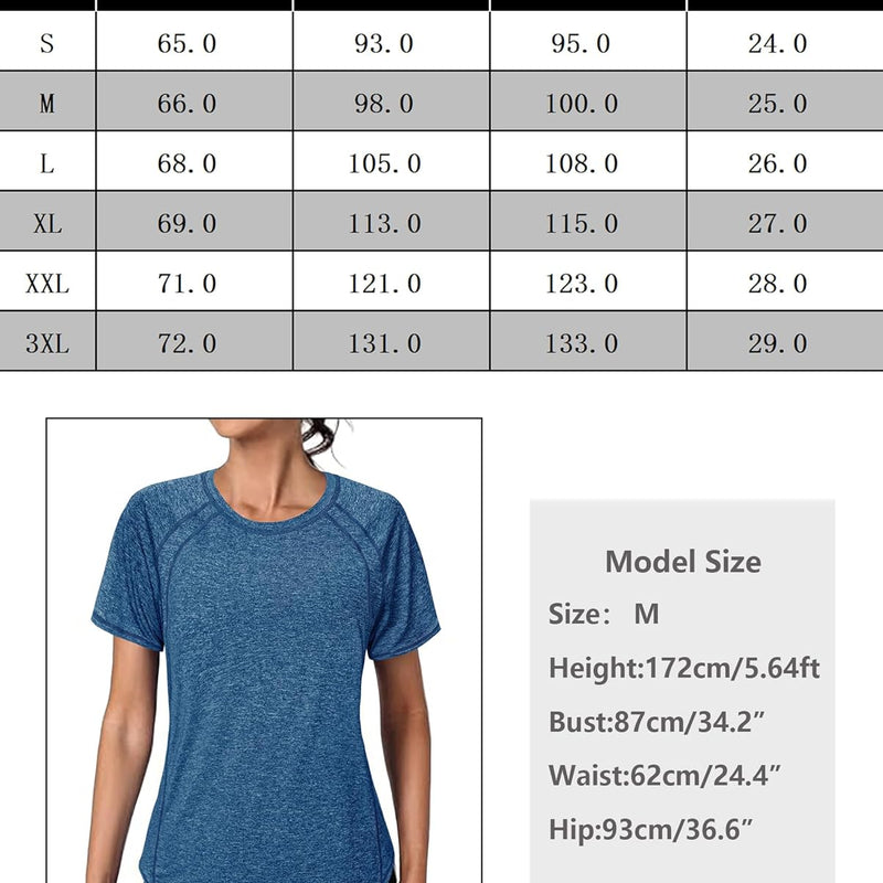 Gyabnw Sports T-Shirt Women's Sports Shirt Functional Shirt Short Sleeve Running Shirt Fitness Top Yoga