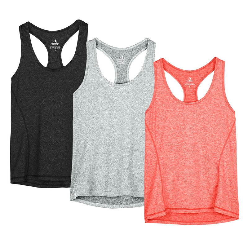 icyzone Women's Sports Top, Yoga Tank Top, Racerback Top, Running, Fitness, Functional Shirt, Pack of 3