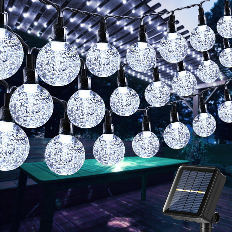 Moxled Solar Fairy Lights Outdoor 60 LED, 11 m Fairy Lights Outdoor Solar Waterproof 8 Modes Crystal Balls Solar Fairy Lights Outdoor for Garden, Patio, Balcony, Parties (Warm White)