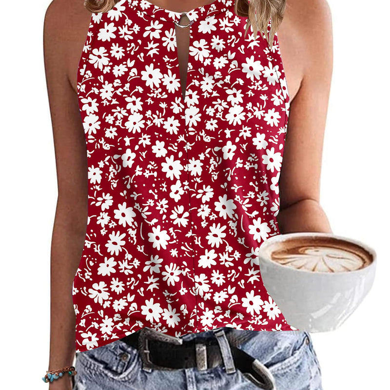 WNEEDU Women's Tank Top Summer Sleeveless Tops V-Neck Sexy Tank Tops Casual Beach Shirts Blouse Top