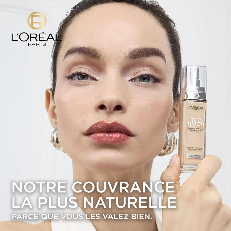 L'Oréal Paris Make up, liquid foundation with hyaluronic and aloe vera, true match make-up, 3.N neutral light medium