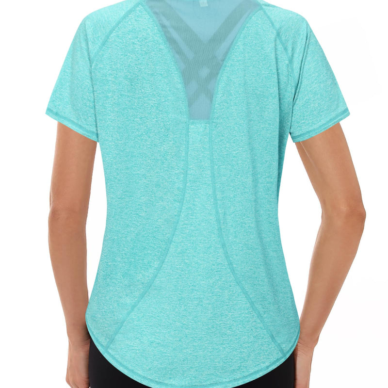 Gyabnw Sports T-Shirt Women's Sports Shirt Functional Shirt Short Sleeve Running Shirt Fitness Top Yoga