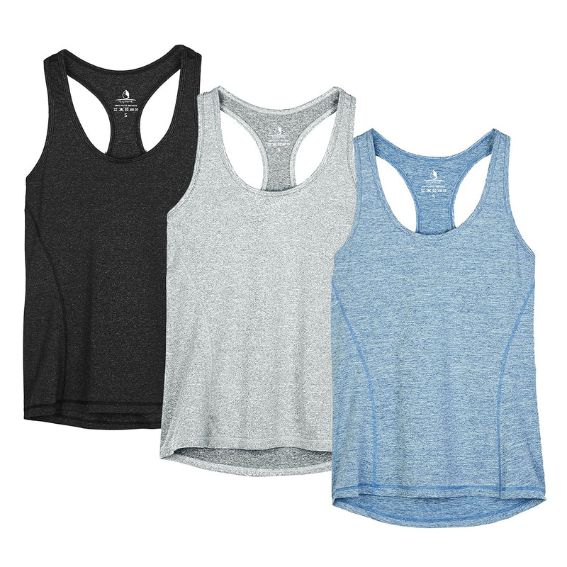 icyzone Women's Sports Top, Yoga Tank Top, Racerback Top, Running, Fitness, Functional Shirt, Pack of 3